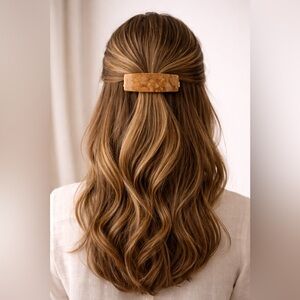 Vintage French Burl Wood Barrette – Made in France Natural Wood Hair Clip